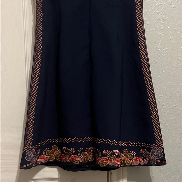 Foxiedox Hadiya Navy Dress with Colorful Embroidery- Size XS - Picture 7 of 9